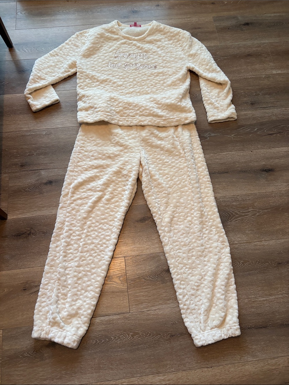 Charisma Cream Plush Two-Piece Pajama Set